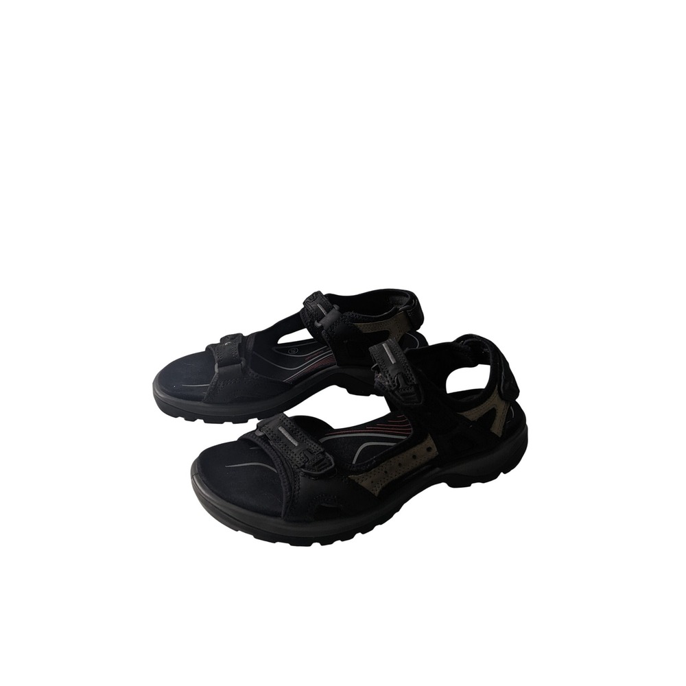 Ecco Yucatan Offroad Womens Black Olive Leather Sport Hiking Sandals 40 EU 9 US